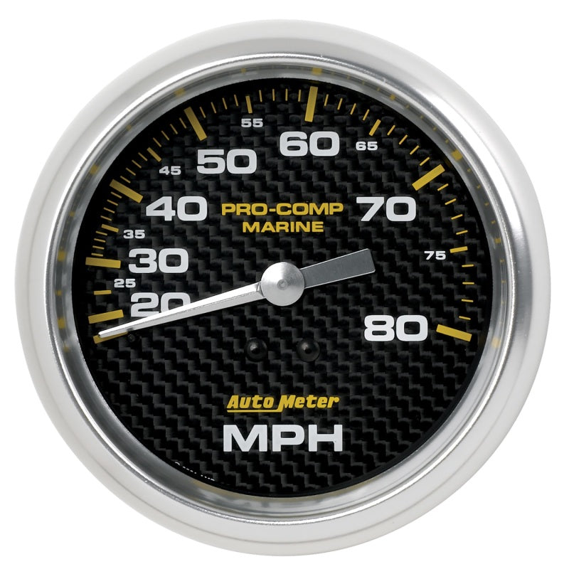 Autometer Gauge Speedometer 3-3/8in 80MPH Mechanical Marine Carbon Fiber Gauges AutoMeter