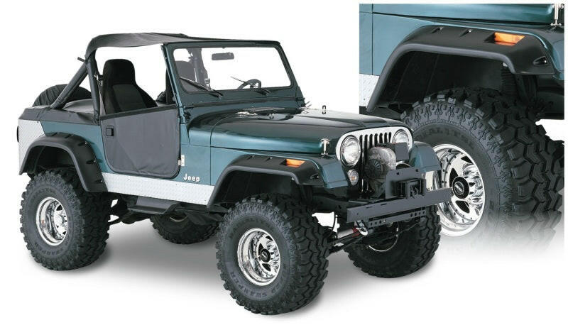 Bushwacker 59-83 Jeep CJ5 Cutout Style Flares 4pc - Black Fender Flares Bushwacker
