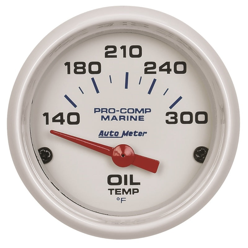 Autometer Marine White Ultra-Lite 2-1/16in Electric Oil Temperature Gauge 140-300 Deg F Gauges AutoMeter
