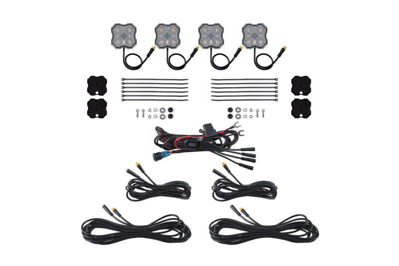 Diode Dynamics Rock Light - Amber/White - M8 Magnet 4-Pack Light Accessories and Wiring Diode Dynamics