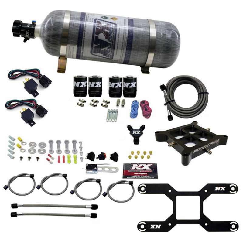 Nitrous Express 4150 Dual Stage Billet Crossbar Nitrous Kit (50-300 & 100-500HP) w/Composite Bottle Nitrous Systems Nitrous Express
