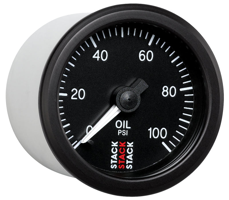 Autometer Stack 52mm 0-100 PSI 1/8in NPTF (M) Mechanical Oil Pressure Gauge - Black Gauges AutoMeter