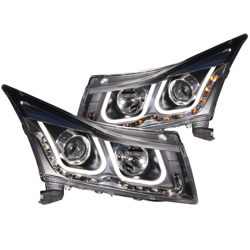 ANZO 2011-2015 Chevrolet Cruze Projector Headlights w/ U-Bar Black Headlights ANZO