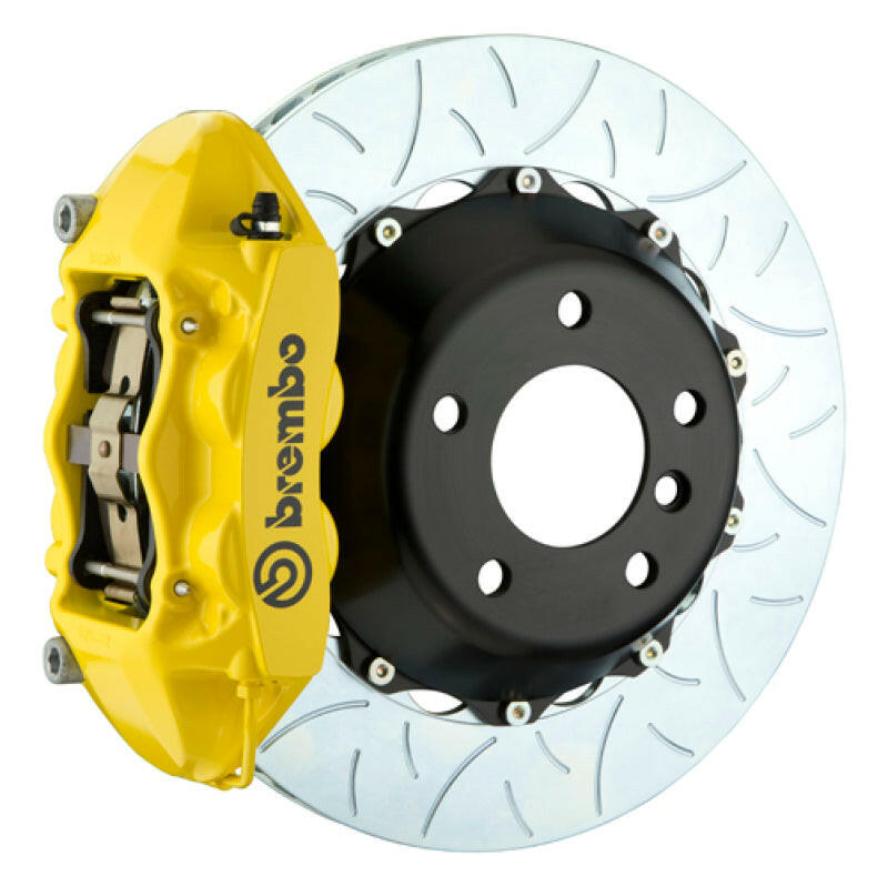 Brembo 97-04 Corvette C5 Rear GT BBK 4 Piston Cast 345x28 2pc Rotor Slotted Type-3- Yellow Brake Kits - Performance Slot Brembo