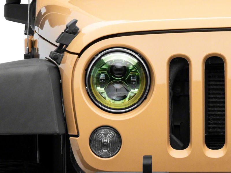 Raxiom 07-18 Jeep Wrangler JK 7-In LED Headlights Green Housing- Clear Lens Headlights Raxiom