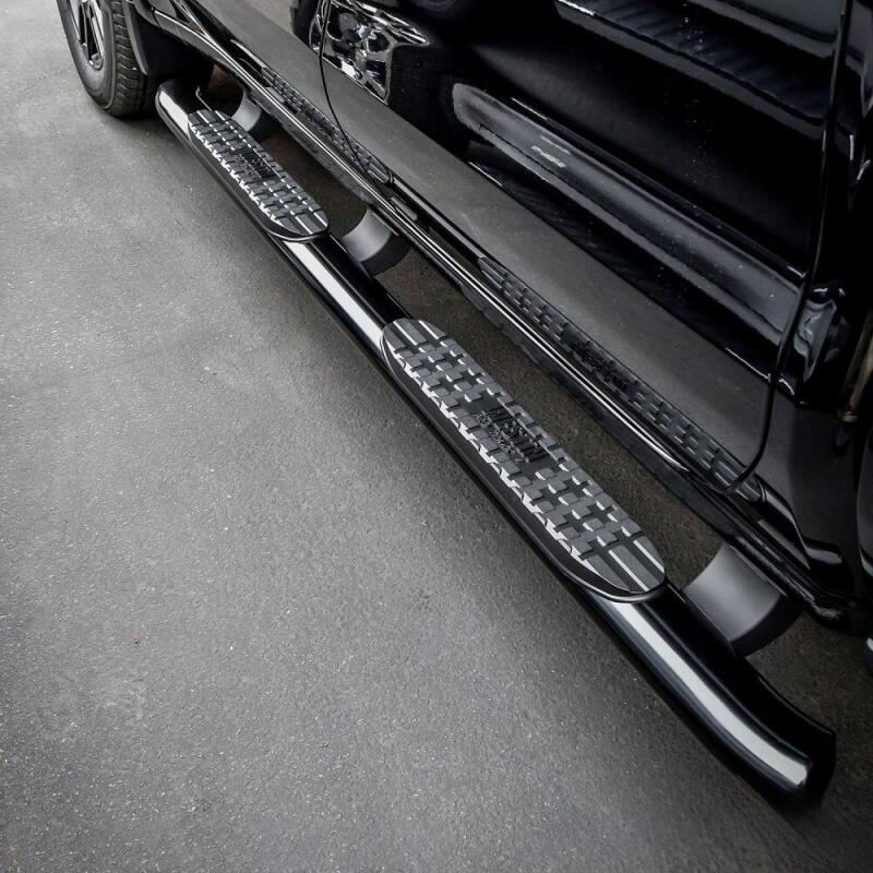 Westin 19-20 Chevrolet/GMC Silverado/Sierra 1500 Double Cab PRO TRAXX 4 Oval Nerf Step Bars - Black Nerf Bars Westin