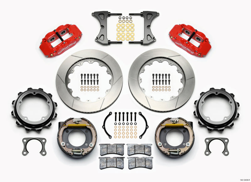 Wilwood Narrow Superlite 4R Rear P-Brk Kit 14.00in Red Strange Eng Floater 3.49in Offset Big Brake Kits Wilwood