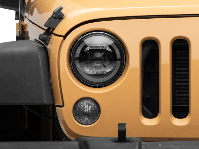 Raxiom 07-18 Jeep Wrangler JK Axial Series LED Headlights- Black Housing (Clear Lens) Headlights Raxiom