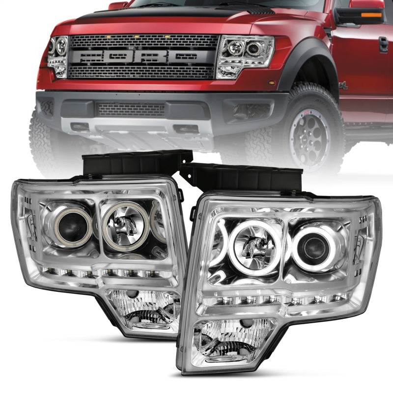 ANZO 2009-2014 Ford F-150 Projector Headlights w/ Halo Chrome (CCFL) G2 Headlights ANZO