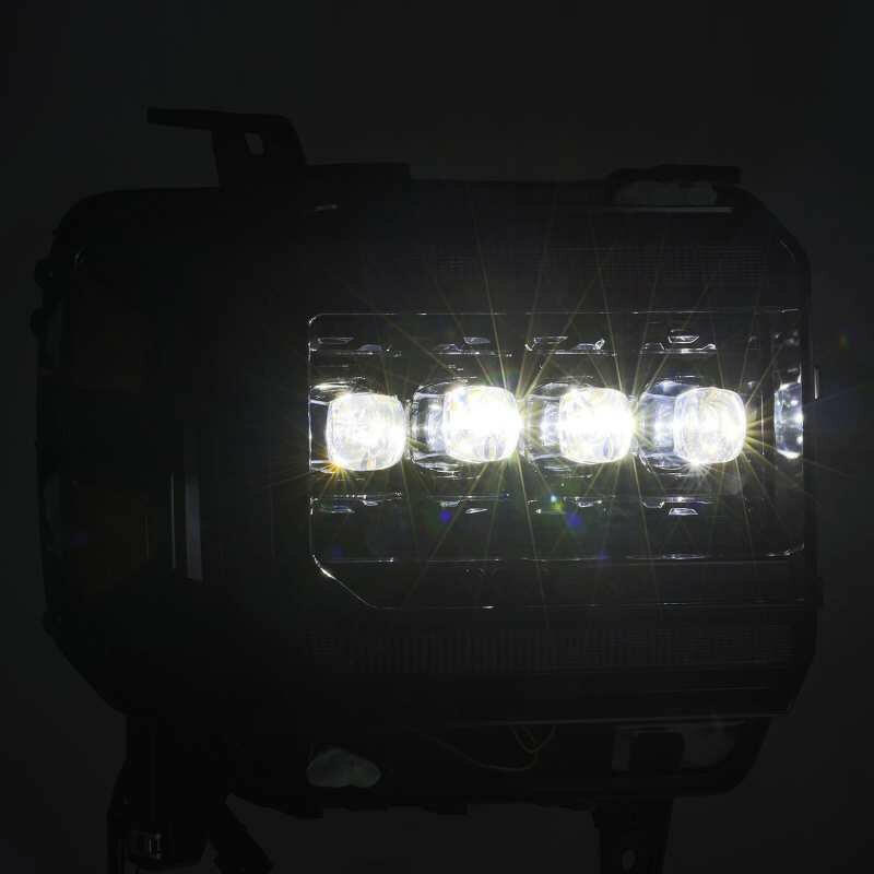AlphaRex 14-18 GMC Sierra NOVA LED Proj Headlights Plnk Style Alpha Blk w/Activ Light/Seq Signal/DRL Headlights AlphaRex