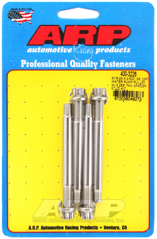 ARP 5/16-24 X 3.500 SS 12pt water pump pulley w/ 2.250in fan spacer stud kit Rod Bolt Kits ARP