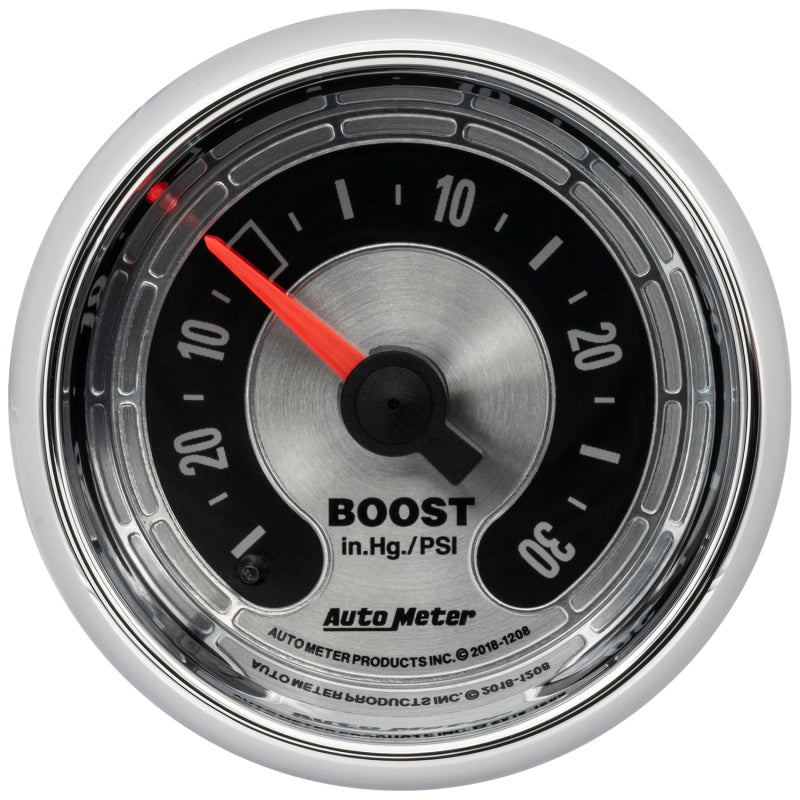 Autometer American Muscle 2-1/16in Full Sweep Mechanical 30 In Hg Vac/30PSI Boost Vacuum Gauge Gauges AutoMeter