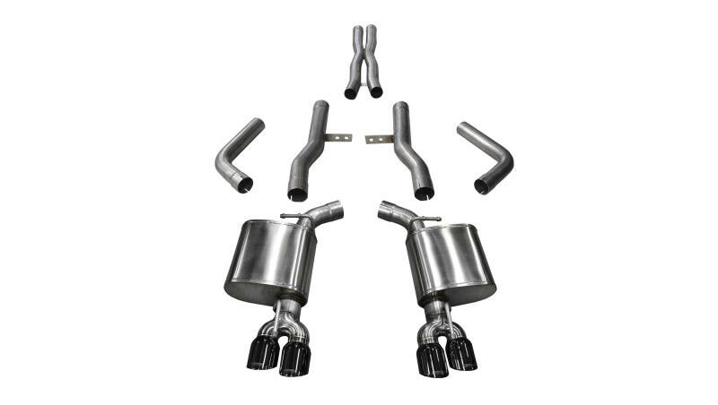 Corsa 2015-2023 Dodge Challenger Hellcat Dual Rear Exit Extreme Exhaust w/ 3.5in Black Tips Catback CORSA Performance