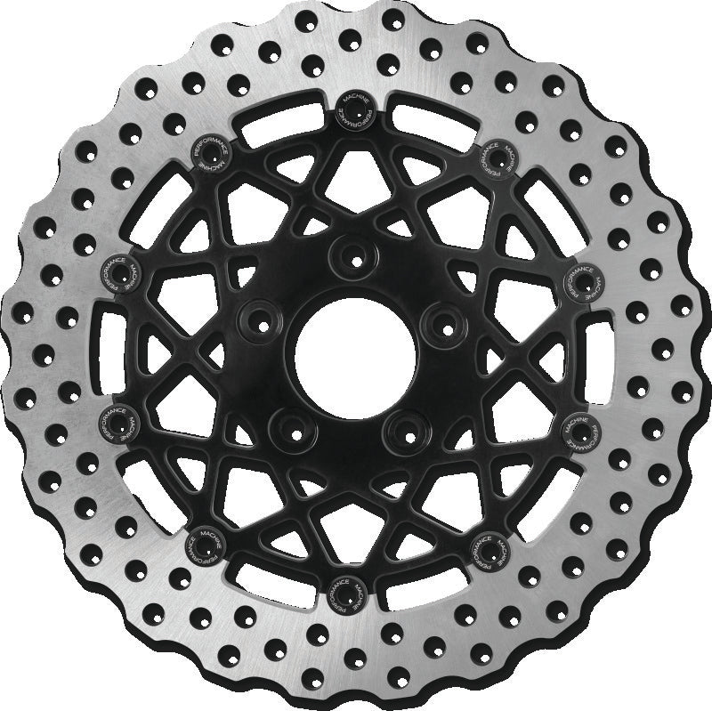Performance Machine 11.5 Speedstar Front - Black Ano Brake Rotors - Drilled Performance Machine