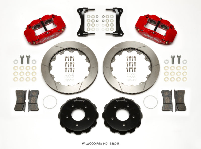 Wilwood Narrow Superlite 4R Front Hat Kit 12.88in Red 2007-Up Jeep Wrangler Big Brake Kits Wilwood