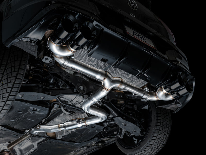 AWE MK8 Volkswagen Golf R 3in Track Edition Quad Exhaust - Diamond Black Tips Catback AWE Tuning