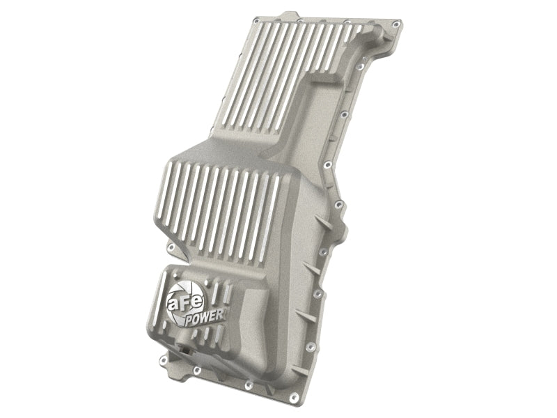 aFe 20-25 GM Trucks Engine Oil Pan - Raw w/ Machined Fins Diff Covers aFe