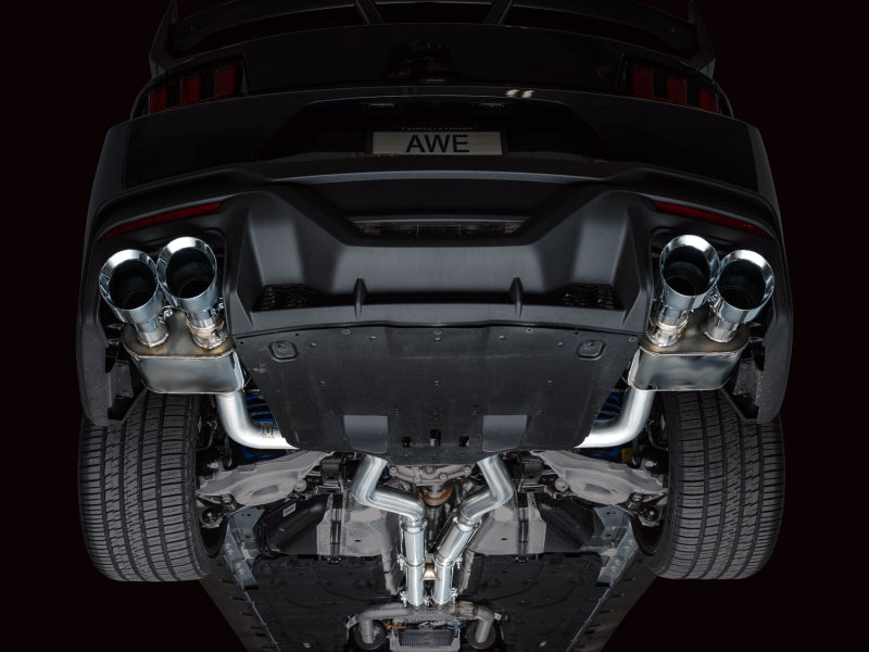 AWE 2024 Ford Mustang Dark Horse S650 RWD SwitchPath Catback Exhaust w/ Quad Chrome Silver Tips Catback AWE Tuning