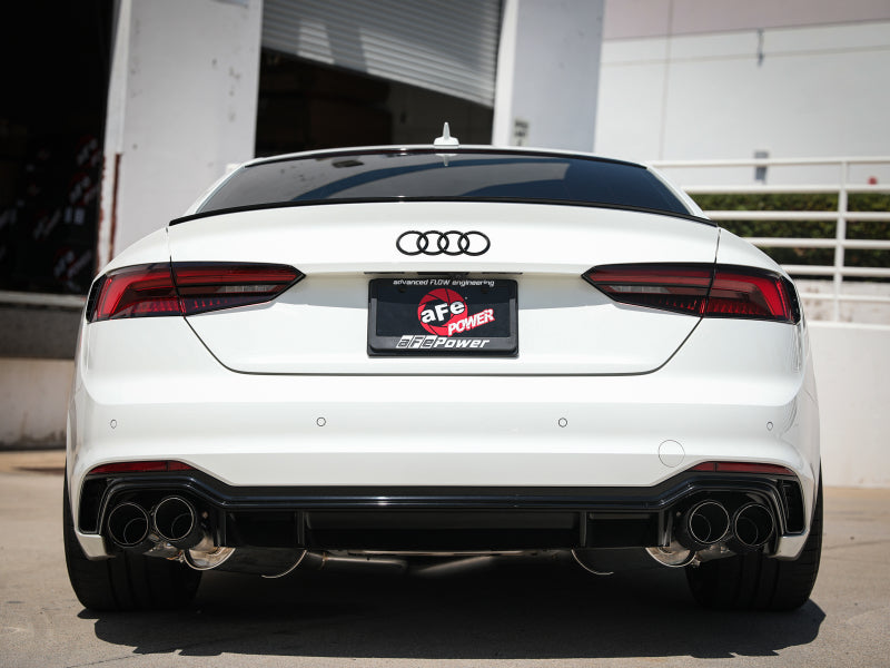 aFe 18-20 Audi RS5 Coupe MACH Force-Xp 3in to 2.5in 304 SS Axle-Back Exhaust System-Quad Carbon Tips Tips aFe