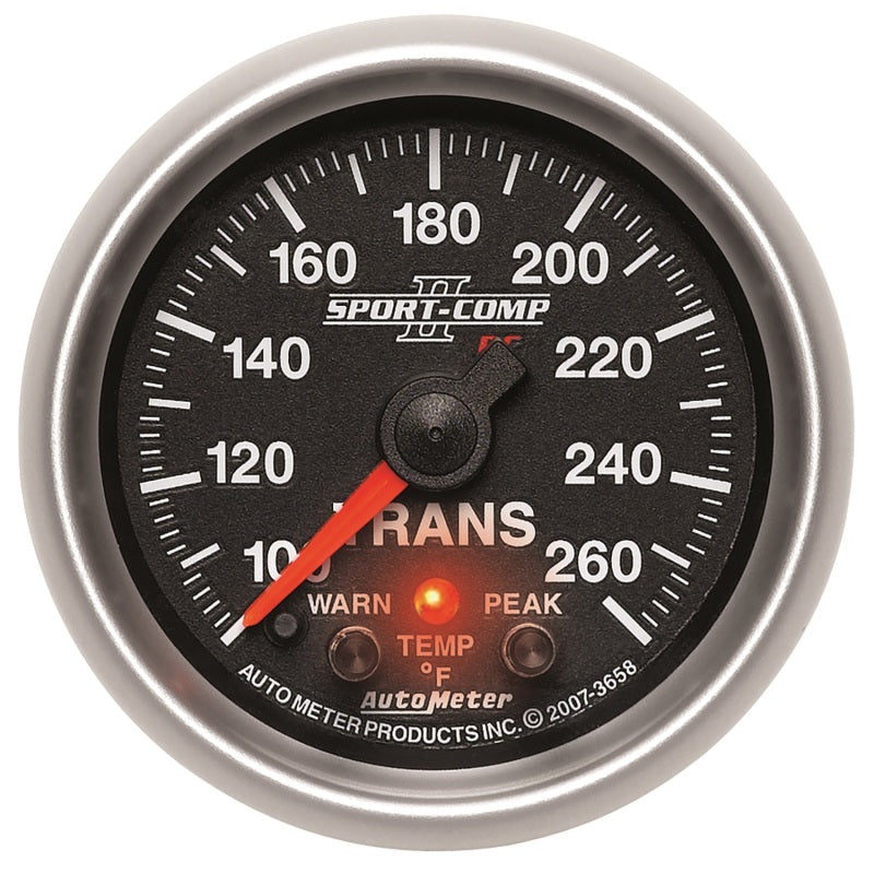 Autometer Elite 52.4mm 100-260F Transmission Temprature Peak & Warn w/ Electronic Control Gauge Gauges AutoMeter