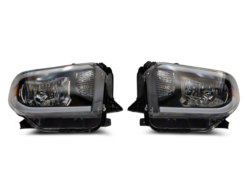 Raxiom 14-21 Toyota Tundra Axial Series Headlights w/ LED Bar- Blk Housing (Clear Lens) Headlights Raxiom
