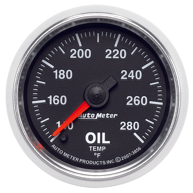 Autometer GS Series 2-1/16in Oil Temperature Gauge 140-280 Degrees Electric Full Sweep Gauges AutoMeter