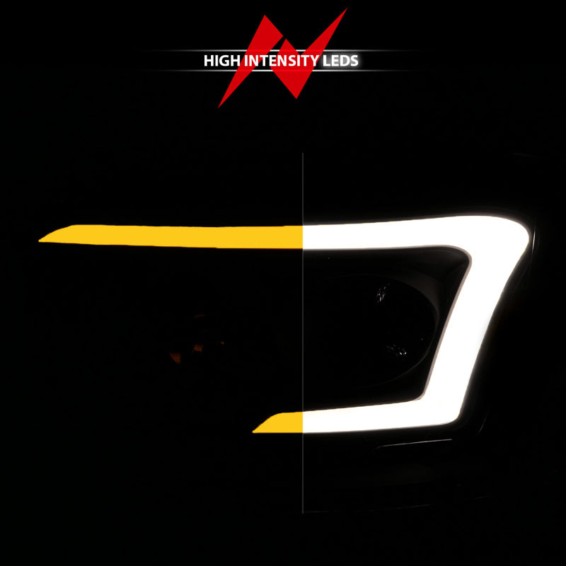 ANZO 06-09 Dodge RAM 1500/2500/3500 Headlights Black Housing/Clear Lens (w/Switchback Light Bars) Headlights ANZO