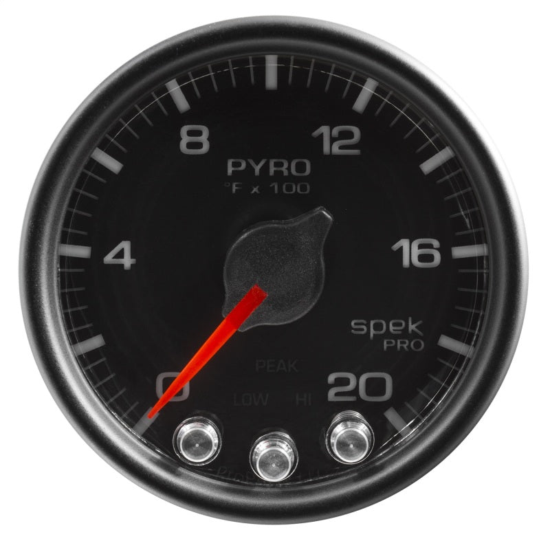 Autometer Spek-Pro Gauge Pyro. (Egt) 2 1/16in 2000f Stepper Motor W/Peak & Warn Blk/Blk Gauges AutoMeter