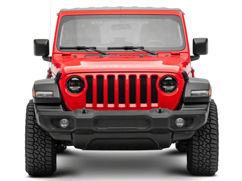 Raxiom 18-23 Jeep Wrangler JL Axial Series 9-In Angel Eye LED Headlights- Blk Housing (Clear Lens) Headlights Raxiom
