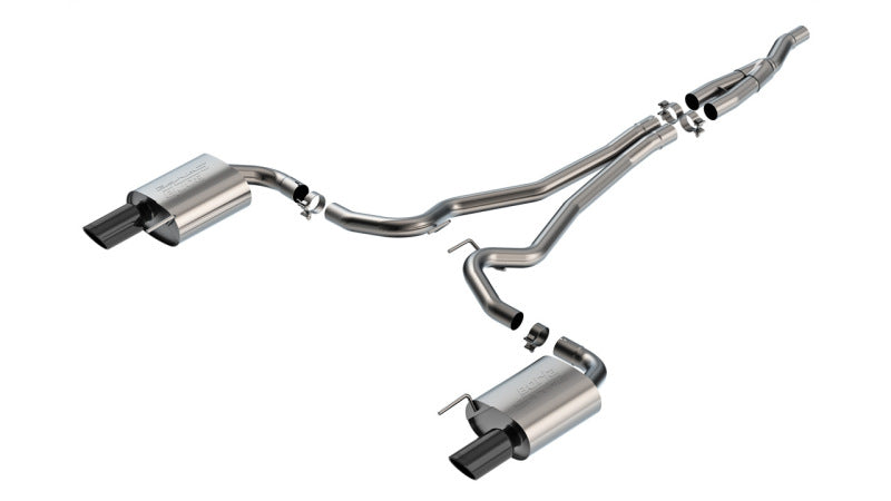 Borla 2024 Ford Mustang 2.3L Ecoboost 2.50 S-TYPE Black Chrome Catback Exhaust - Non-Active Catback Borla