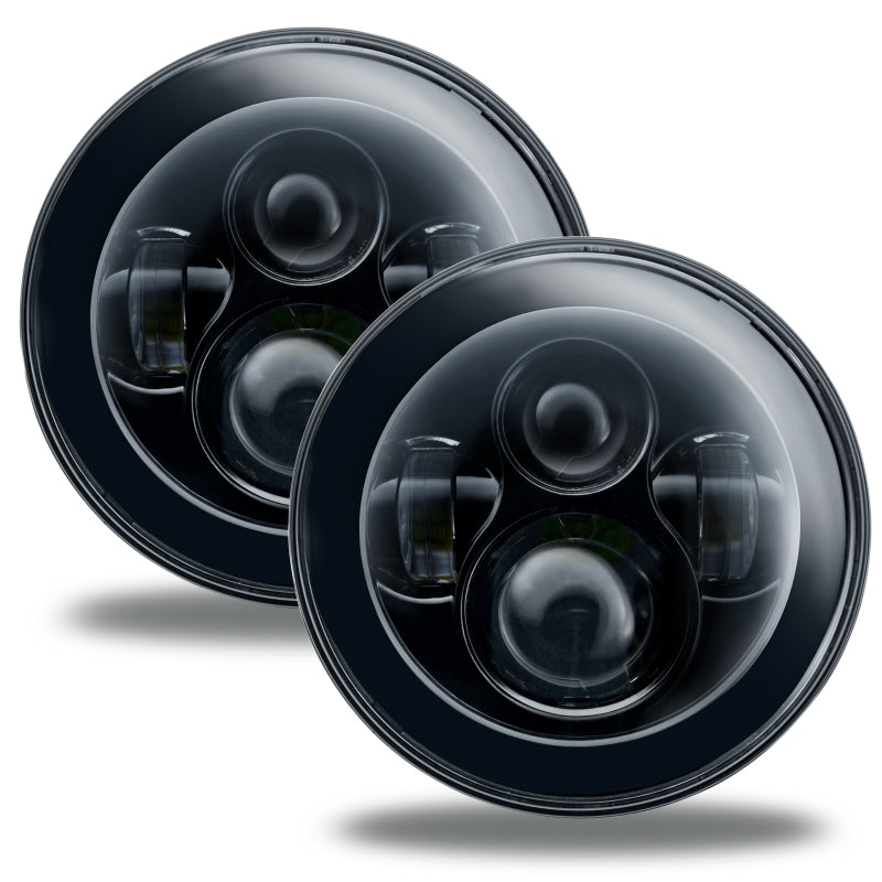 Oracle 7in High Powered LED Headlights - NO HALO - Black Bezel Headlights ORACLE Lighting