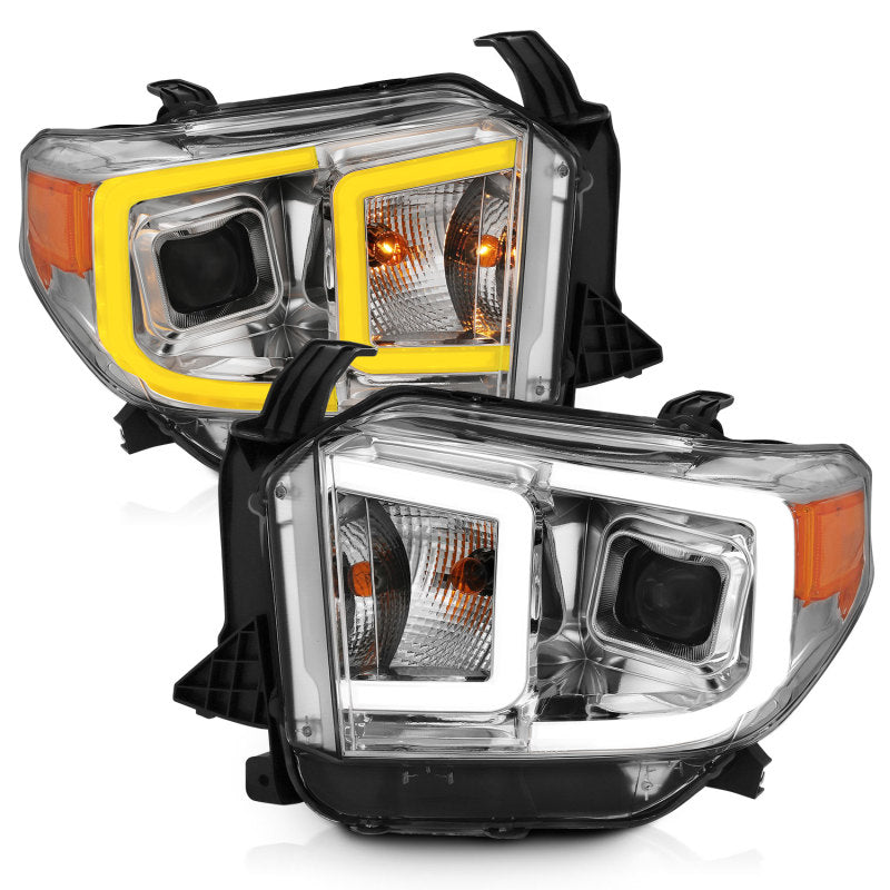 ANZO 14-17 Toyota Tundra Plank Style Projector Headlights Chrome w/ Amber Headlights ANZO