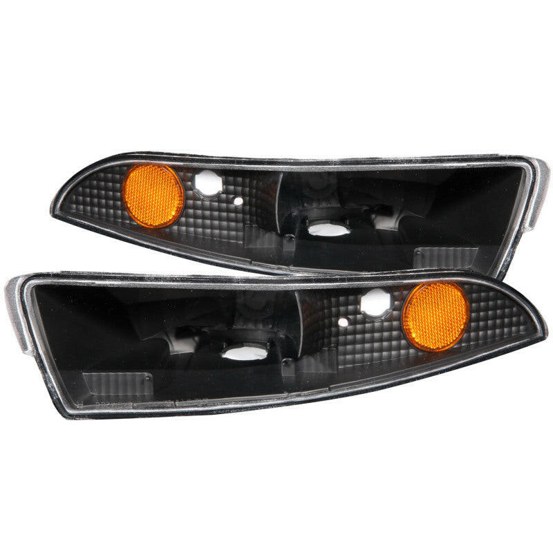 ANZO 1993-2002 Chevrolet Camaro Euro Parking Lights Black w/ Amber Reflector Lights Corner ANZO