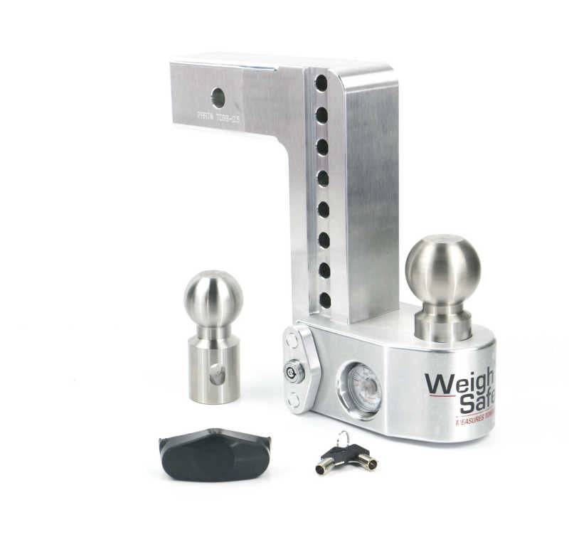 Weigh Safe 8in Drop Hitch w/Built-in Scale & 2.5in Shank (10K/18.5K GTWR) - Aluminum Hitch Ball Mounts Weigh Safe