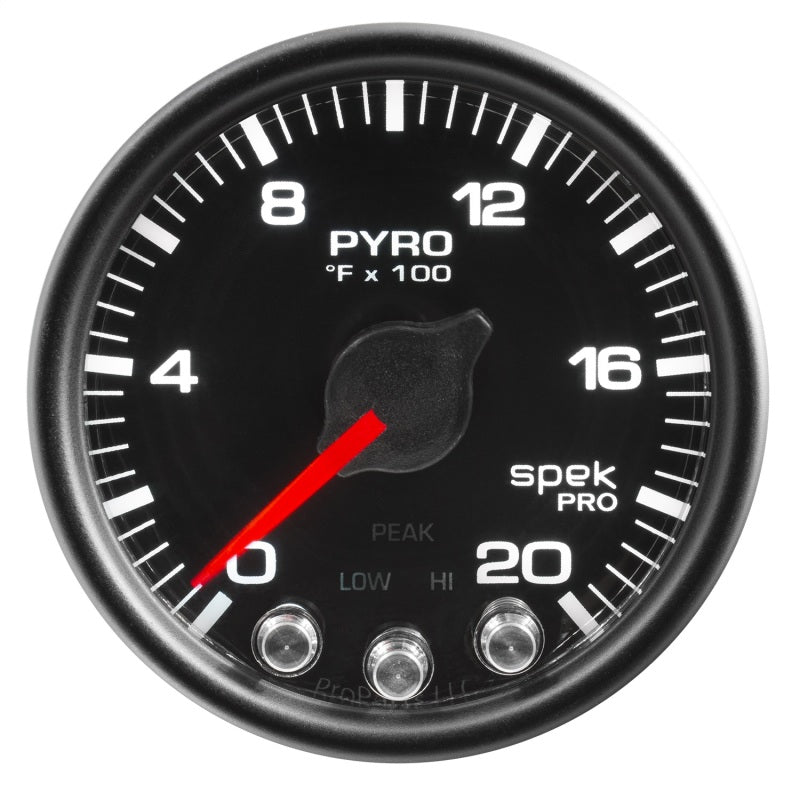 Autometer Spek-Pro Gauge Pyro. (Egt) 2 1/16in 2000f Stepper Motor W/Peak & Warn Blk/Blk Gauges AutoMeter