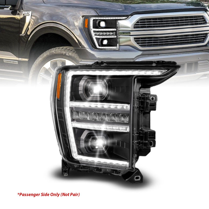 ANZO 21-23 Ford F150 LED Projector Headlight w/Switchback+Sequential - Black (Passenger Side Only) Headlights ANZO