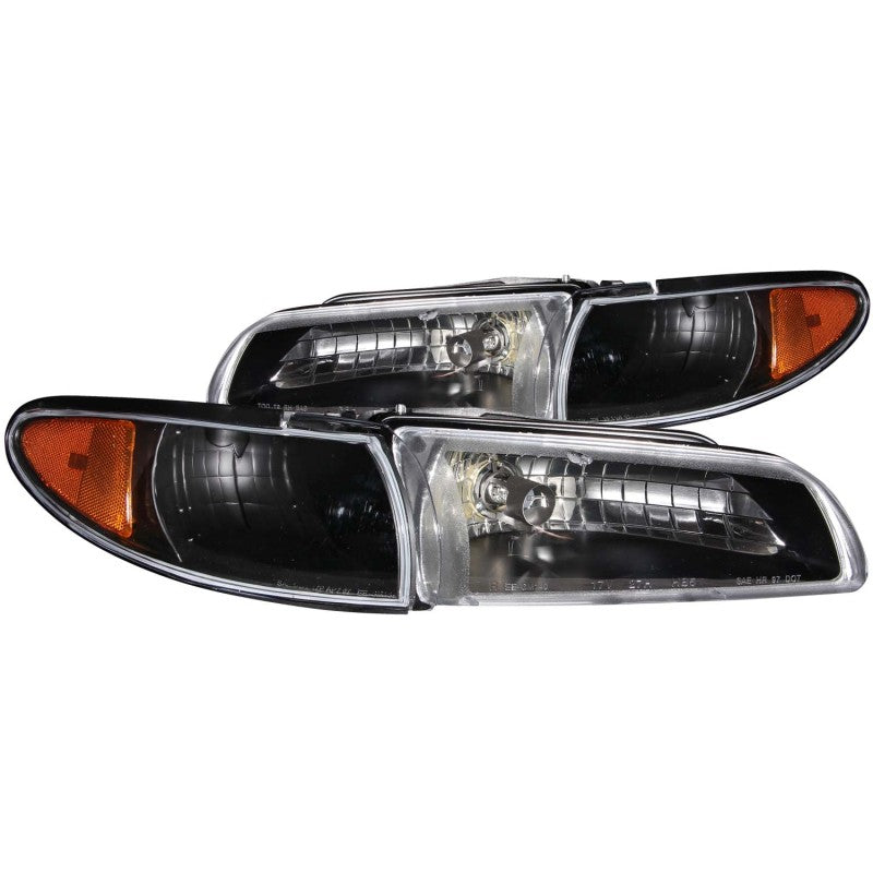 ANZO 1997-2003 Pontiac Grand Prix Crystal Headlights Black Headlights ANZO