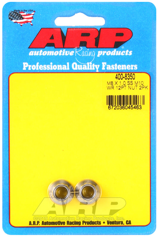 ARP M8 x 1.00 (M10 wr) SS 12pt Nut Kit - 2 Pack Hardware Kits - Other ARP
