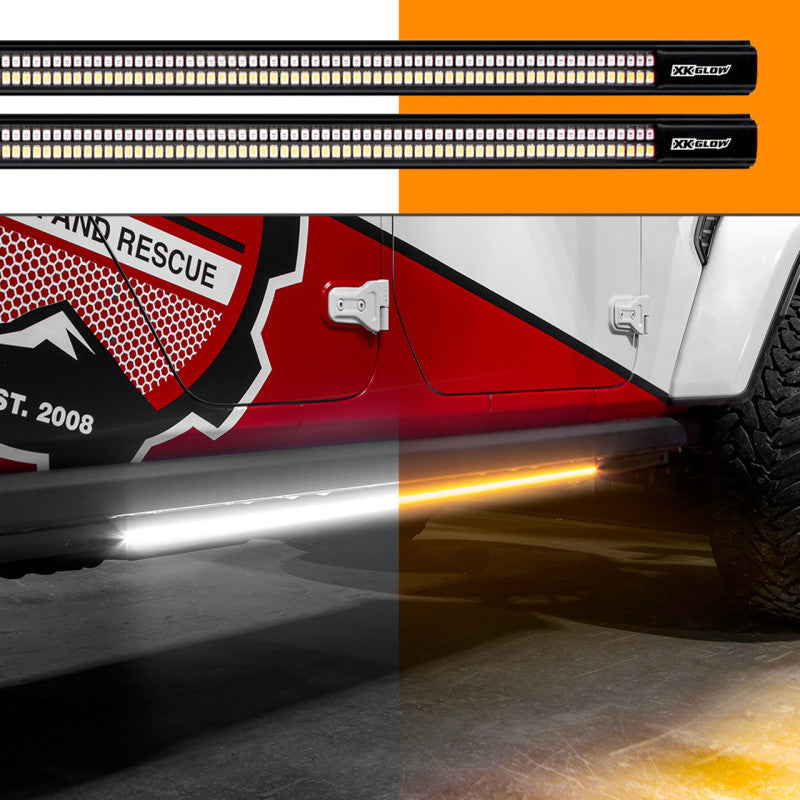 XK Glow Jeep & Truck Running Board Light w/ Turn Signal 2x60in White + Amber Light Accessories and Wiring XKGLOW