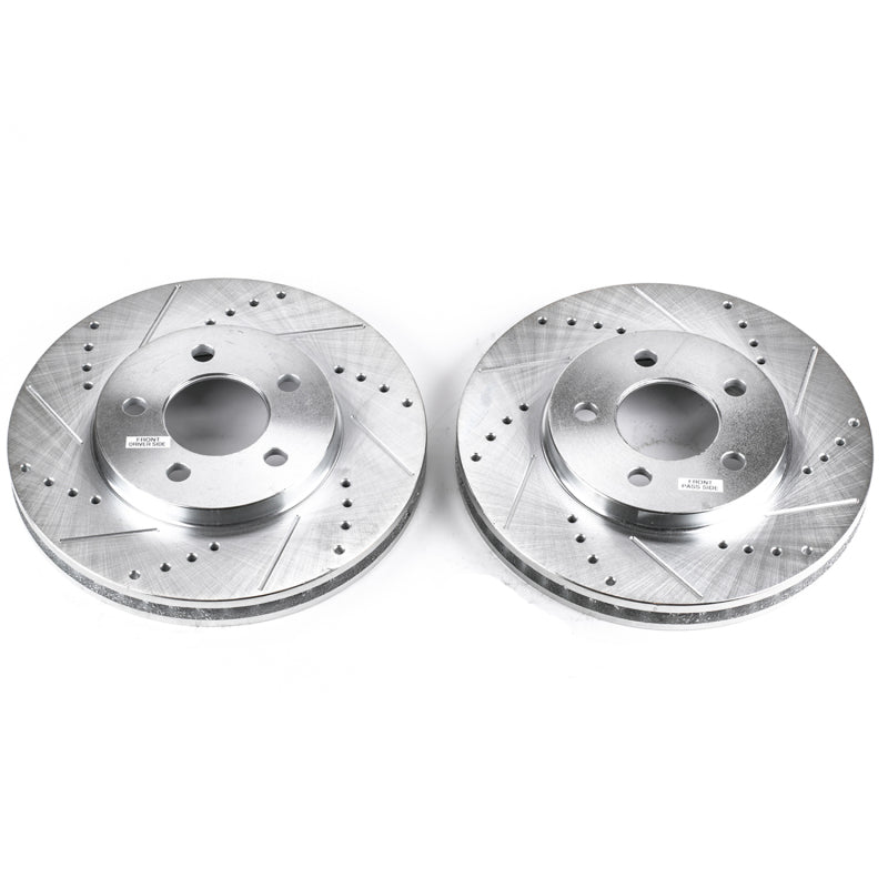 Power Stop 05-10 Ford Mustang Front Evolution Drilled & Slotted Rotors - Pair Brake Rotors - Slot & Drilled PowerStop