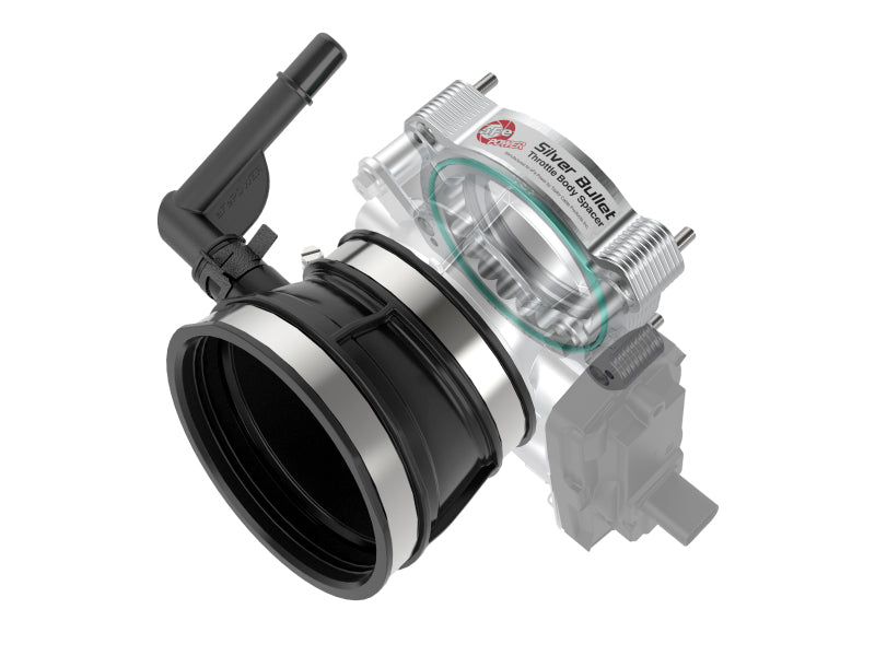 aFe 2020 Vette C8 Silver Bullet Aluminum Throttle Body Spacer Works w/ Factory Intake Only - Silver Throttle Body Spacers aFe