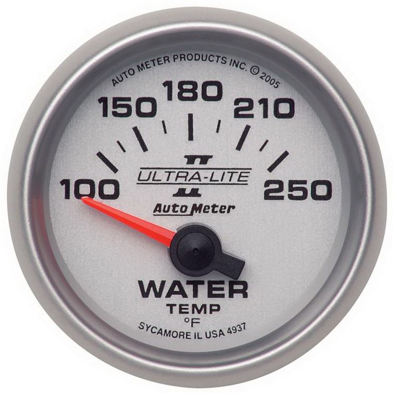 Autometer Ultra-Lite II 52mm 100-250 Deg F Short Sweep Electronic Water Temp Gauge Gauges AutoMeter