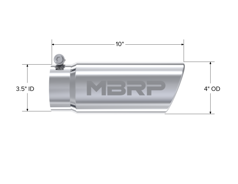MBRP Universal Tip 4in O.D. Angled Rolled End 3 inlet 10 length Steel Tubing MBRP