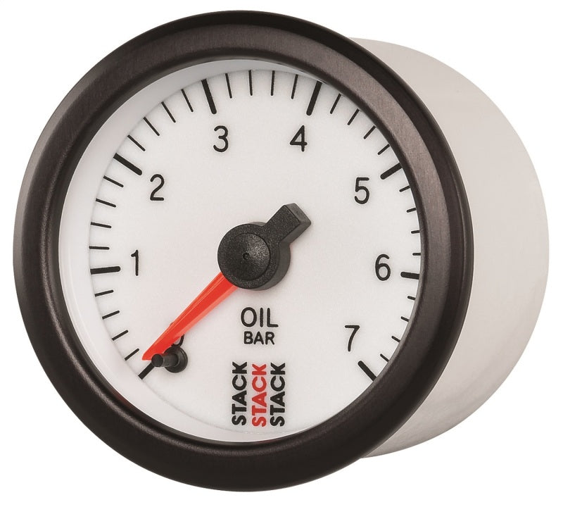 Autometer Stack 52mm 0-7 Bar M10 Male Pro Stepper Motor Oil Pressure Gauge - White Gauges AutoMeter