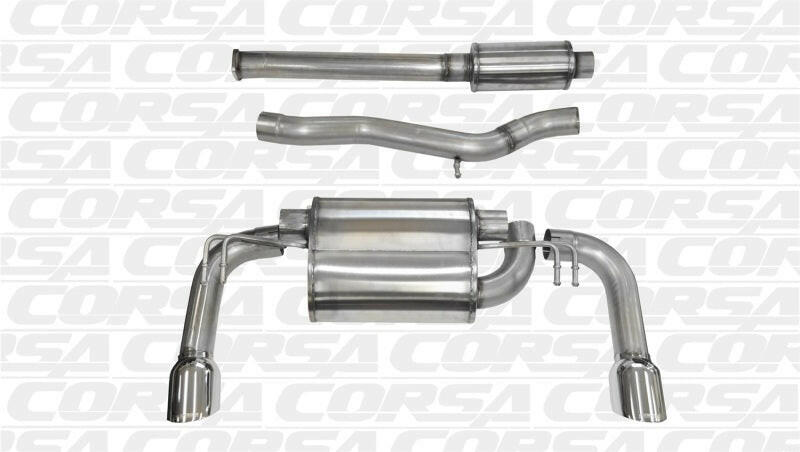 Corsa 2008-2015 Mitsubishi Lancer Evolution X Sedan 2.0L Polished Sport Dual Rear Cat-Back Exhaust Catback CORSA Performance