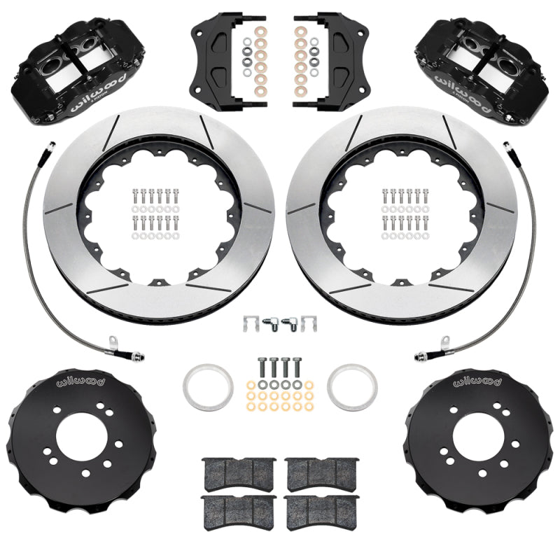 Wilwood 99-02 Nissan Skyline Superlite 6R Front BBK w/ 14in Slotted Rotors & Flexlines - Black Big Brake Kits Wilwood