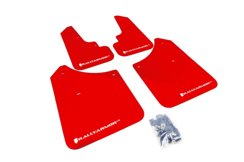 Rally Armor 03-08 Subaru Forester Red UR Mud Flap w/ White Logo Mud Flaps Rally Armor