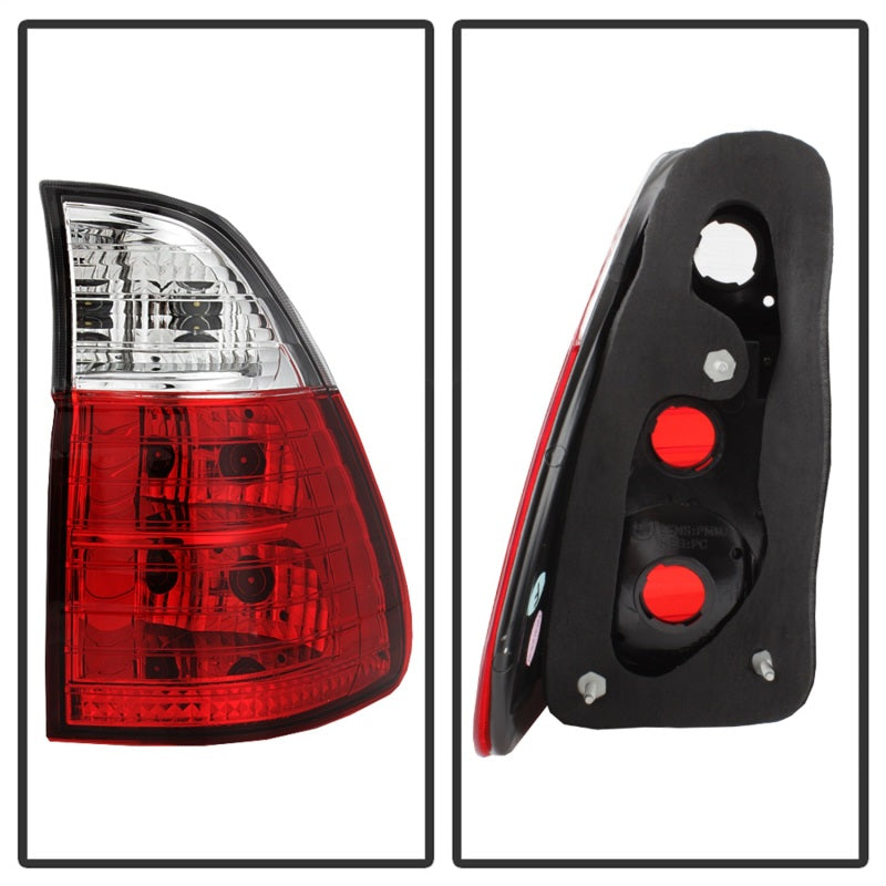Spyder BMW E53 X5 00-06 4PCS Euro Style Tail Lights- Red Clear ALT-YD-BE5300-RC Tail Lights SPYDER