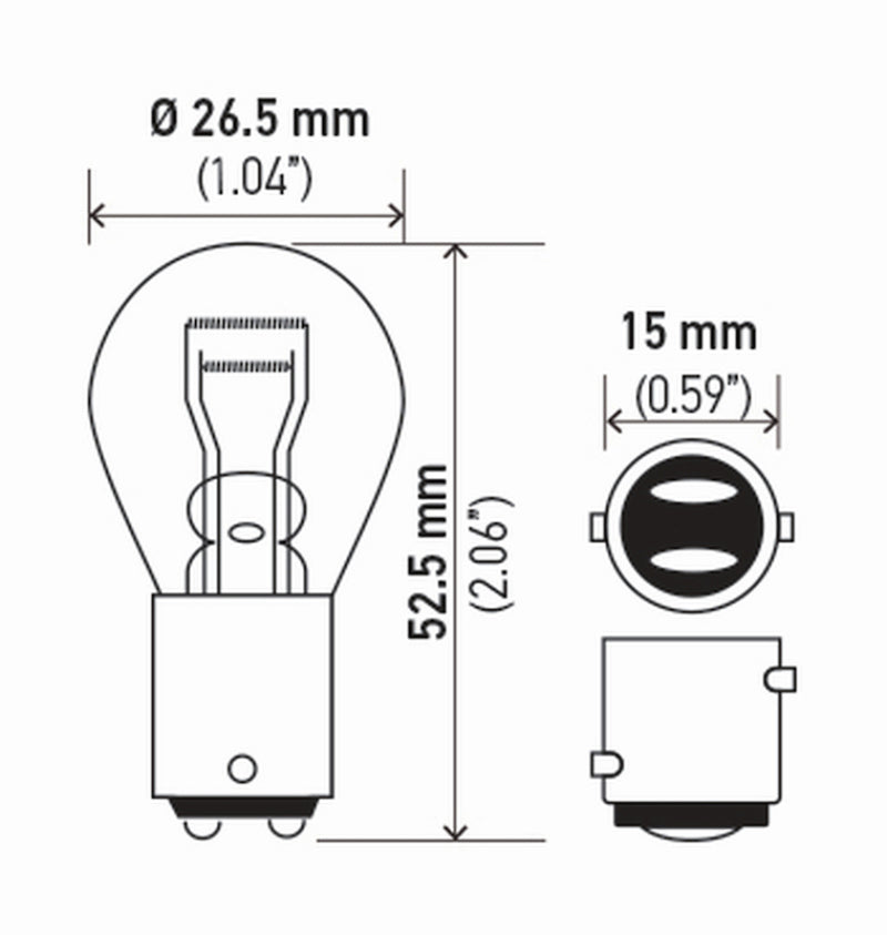Hella Bulb 7225 12V 21/4W Baz15D S8 (2) Bulbs Hella