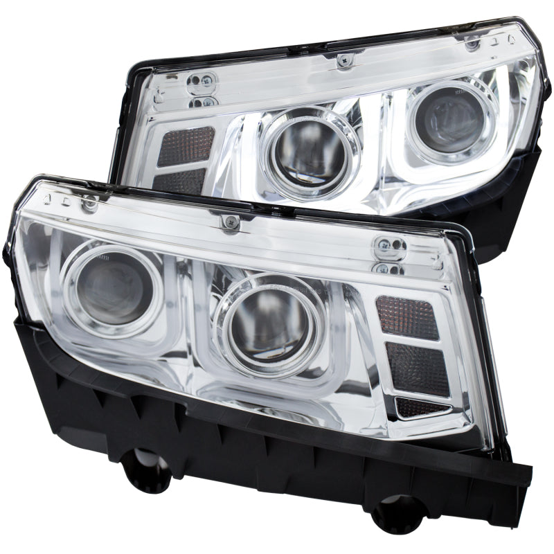 ANZO 2014-2015 Chevrolet Camaro Projector Headlights w/ U-Bar Chrome Headlights ANZO